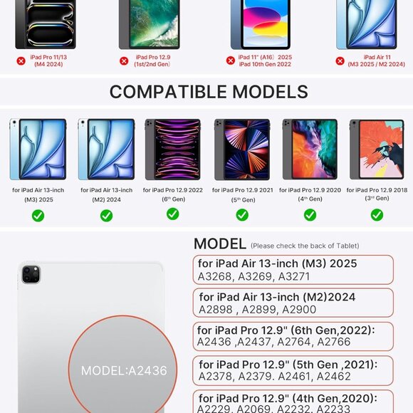 Typecase Edge Keyboard Case for iPad Air 13" (M3/M2) & iPad Pro 12.9" 3rd-6 Gen - Picture 3 of 7